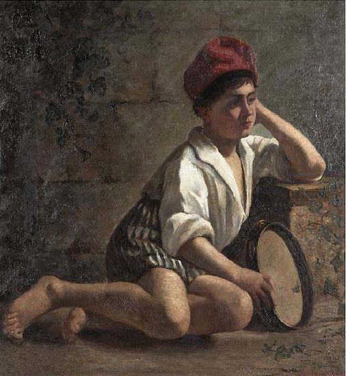 Julia Beck Boy with tamburin oil painting image
